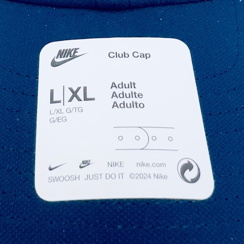 NIKE HAT/CAP UNISEX, NAVY BLUE COLOR, UNISEX, ADJ STRAP, WHITE LOGO EMBROIDERED - Picture 7 of 13